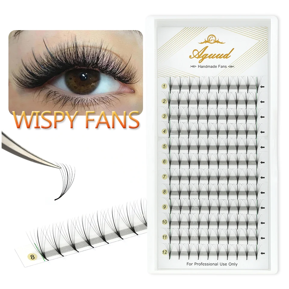 

AGUUD Wispy Premade Lash Fans Pointy Base 7D Hybrid Fans Eyelash Extensions Spike Pre fanned Russian Volume Individual Lashes