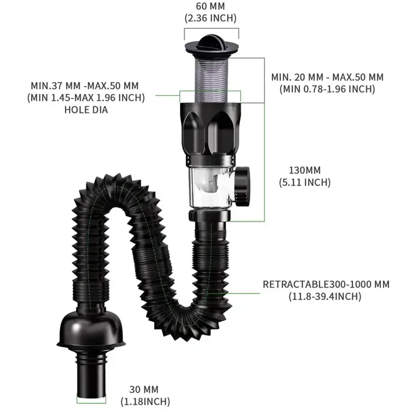 Universal Sink Drain Pipe Set Retractable Deodorant Sewer Drainage Water Hose Wash Basin Drainer Bathroom Kitchen Accessories sink drain pipe set