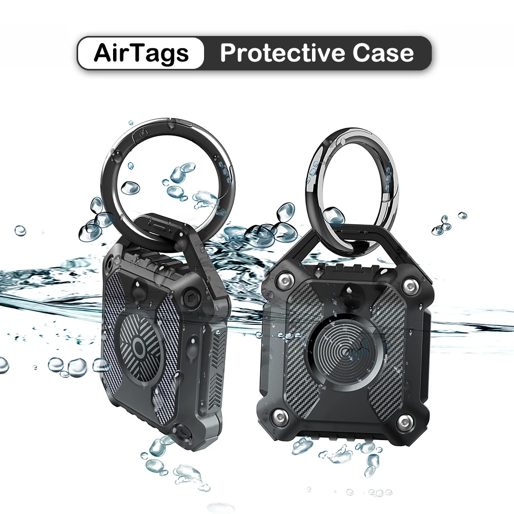 

For Apple AirTag Locator Soft Silicone Protective Cover Waterproof Anti-lost Anti-scratch TPU Case With Keychain Accessories