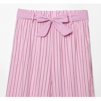 MUJER Striped Women's Pants Two Pieces Set Summer High Waist Pants Woman Outfit Pink Backless Top Women Bow Casual Women Pants - Image 5