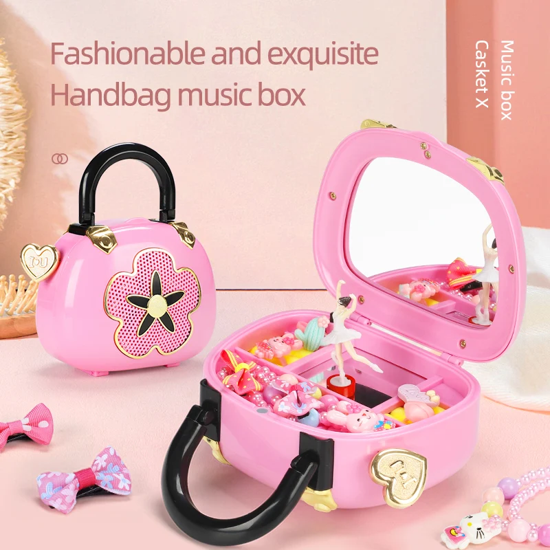 Musical Jewelry Boxes With Mirror Dancing Ballet Girl Storage Accessory Princess Handbags Toy Music Box Birthday Gift For Girls 3