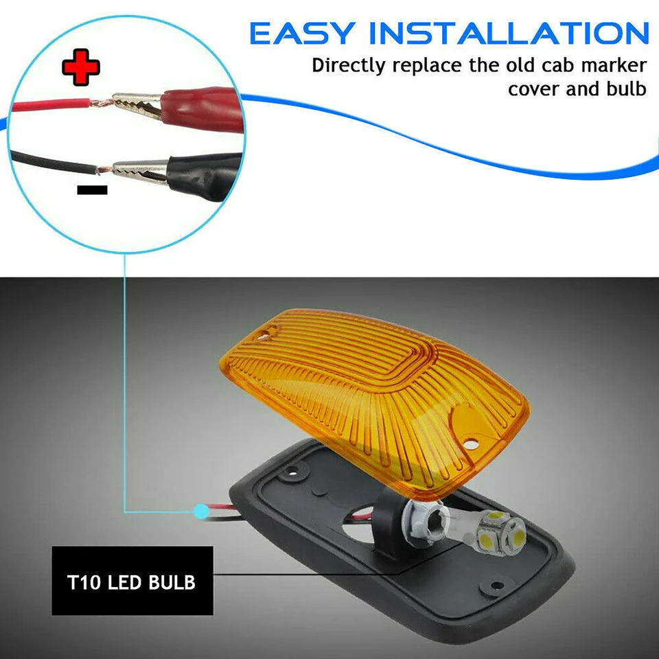 5pcs Top Cab Marker Light Roof Running Lamps Yellow Covers Lens Yellow LED Light For Chevrolet K2500 1998 2000 - View #2