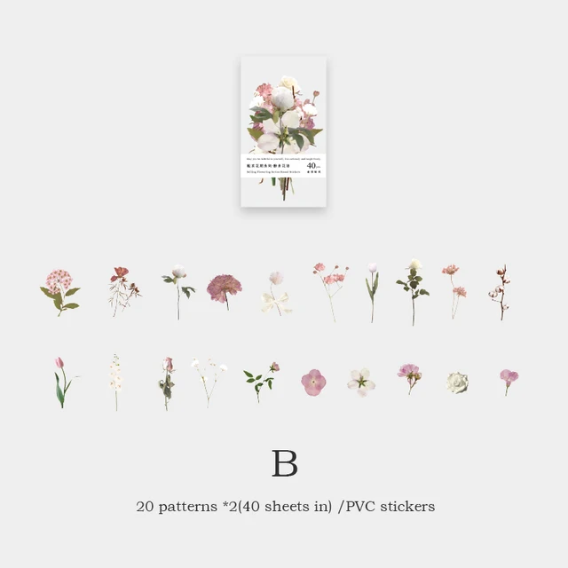 Mr.paper 4 Designs Sells Flowering Series Boxed Stickers Box Stickers Creative Mini Pocket Decoration DIY Material Stickers B