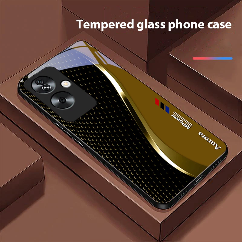 Sleek Black Phone Case with Tempered Glass Protection