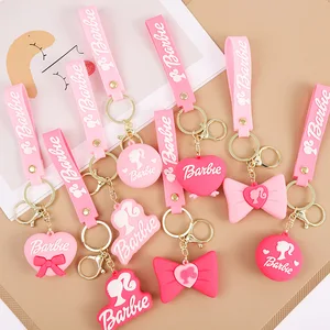 Kawaii Barbie Doll Keychain Fashion Girls Creative Letter Love Bow Model Anime Car Key Ring Girly Heart Bag Pendant Gifts Toys