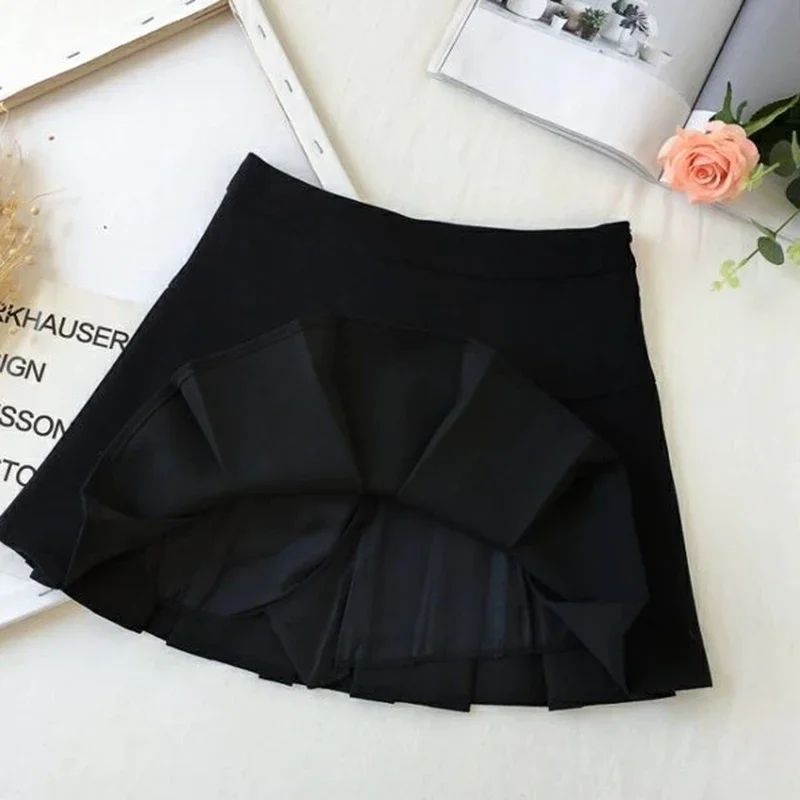 Fashion A Line Women Pleated Skirt High Waist Zipper Grey Student Mini Skirt JK Summer New Black Ladies Suit