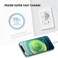 สีขาวอิตาลีชิลี USB สมาร์ท Type-c 20W Fast CHARGING Wall Power Socket พลาสติกชิลี Schuko Dual USB ปลั๊กทีวี TEL คอมพิวเตอร์ 2