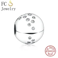 FC Jewelry Fit Original Brand Charms Bracelet Ball Shape Mix Cubic Zirconia Bead Stopper Clip Making Craft Women Berloque 2019 1