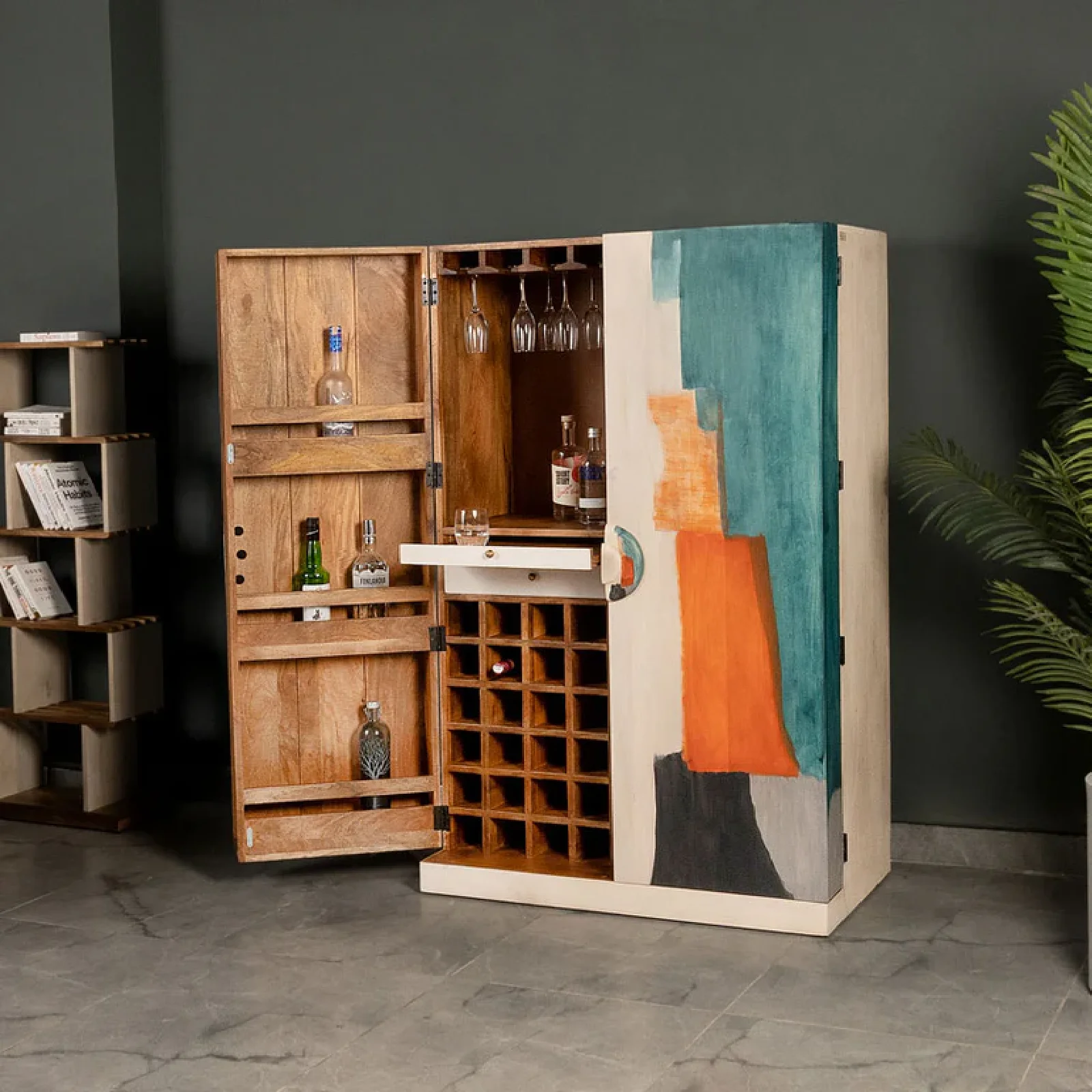 Mini Bar Cabinet Wine Storage Rack with Drawer & Glass Holder For Bar Table Display Shelf for Living Room Home furniture