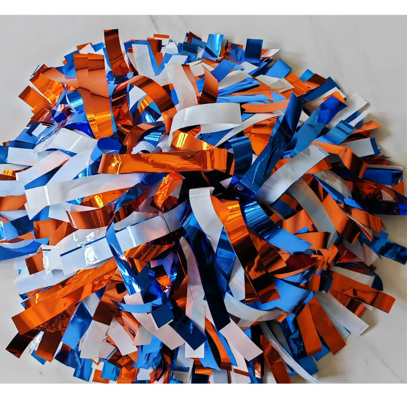 Professional Cheerleader pom pom metallic orange black white