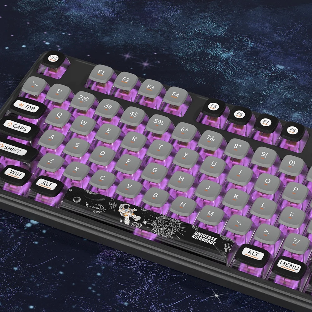 Keycaps do Pudim do Tema do Espaço para o Teclado Mecânico Lado Preto Claro Parte Superior de Tritone Pbt Símbolo da Sublimação da Tintura - Imagem 6