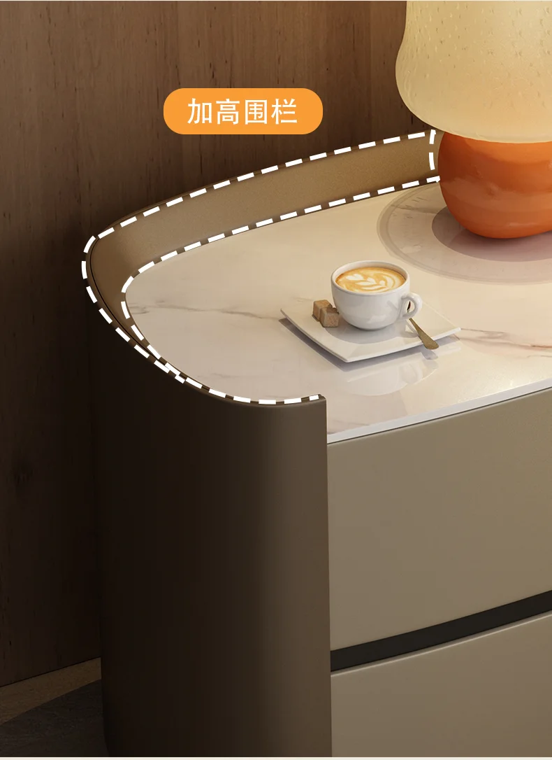 Rock Board Bedroom Double-layer Storage Storage Bedside Table Living Room Contrast Color Storages Cabinet TV Side Cabinets