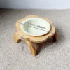 Pet Ceramic Bowl/Stainless Steel Bowl and Wooden Bowl Stand Set, Cat Bowl with Slightly Tilted Stand, Cat and Dog Supplies 2