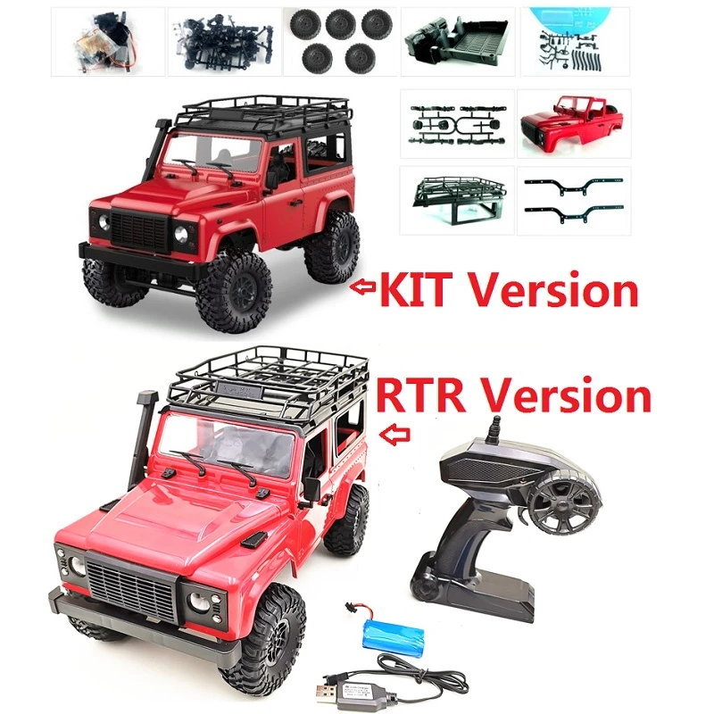 원격 제어 고속 오프로드 트럭 LED 조명 차량 크롤러 버기 클라이밍 RC카 장난감 선물, 1/12 MN D90 2.4G