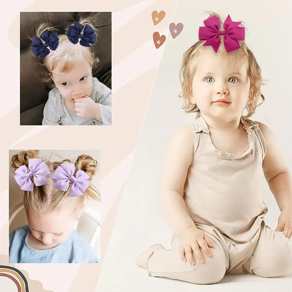 

8cm Baby Girls Bow Hairpin Ribbon Bows Alligator Hair Clips Barrettes For Infants Toddlers Pigtails Headwear Accessories 4pcs