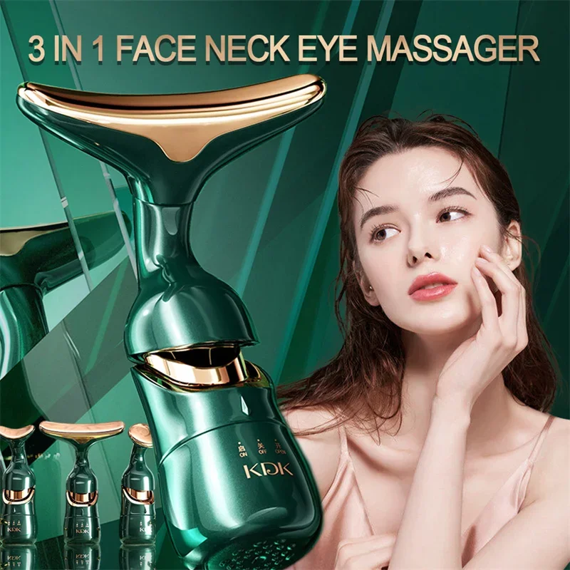 3 IN 1 Neck Facial Massager Lifting Device Microcurrent Photon Therapy Vibration Face Anti Wrinkles Tightening Skin Care Tools ems microcurrent face massager high frequency vibration body slimming roller skin lifting double chin edema wrinkles remover