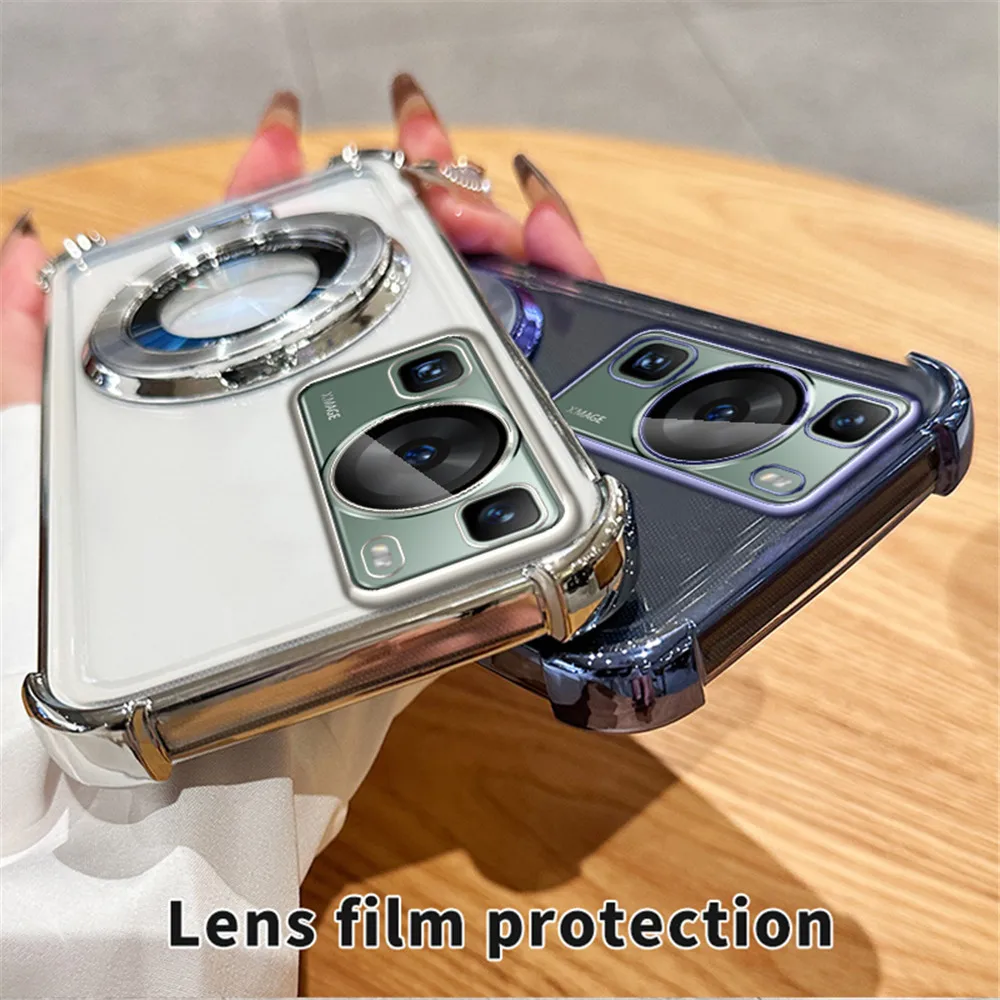 Plating Magnetic Bracket Transparent Shockproof Stand Holder Case