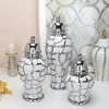 Ceramic General Pot Silver Grid  Porcelain Ginger Jar Storage Tank with Cover Flower Vase Home Furnishing Decoration Vases Pots 1