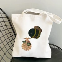 Frog Print Shopper Bag Women's Large Capacity Animal Cartoon Canvas Shoulder Bag New Fashion Shopping Bags 6