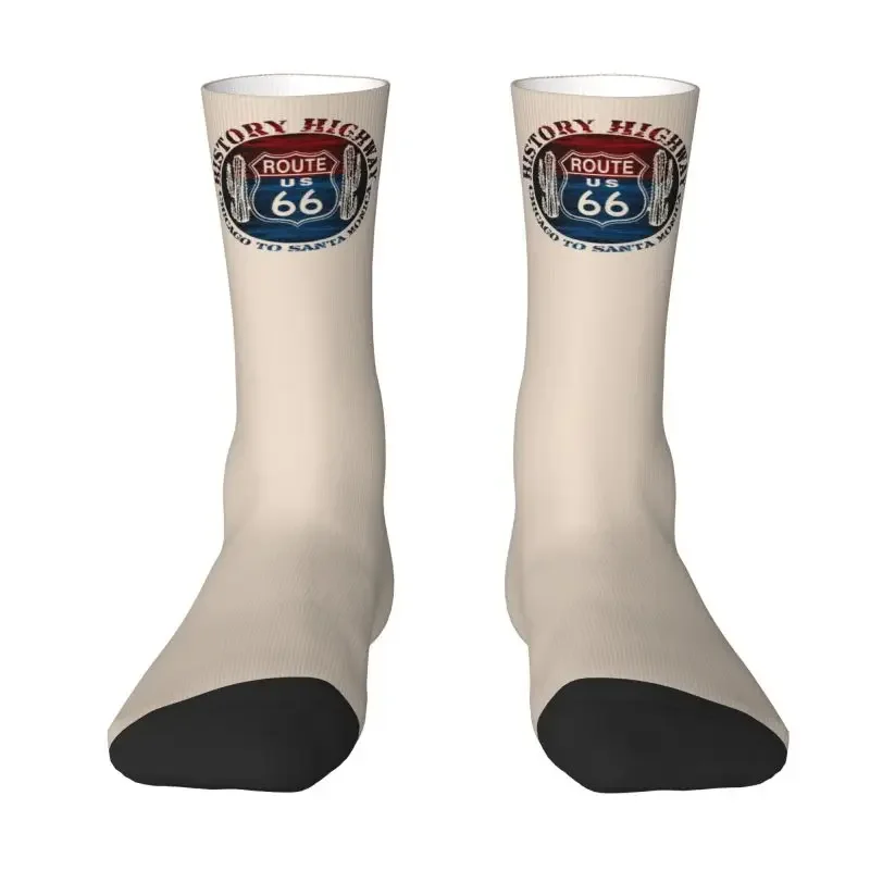 

Fun Mens Route 66 America Road Socks Unisex Breathbale 3D Printing Vintage Trip Crew Socks