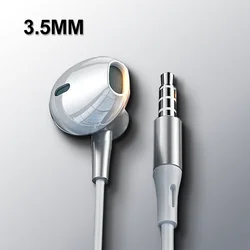 Enhanced HiFi USB Type C Wired Earbuds with Bass Stereo, Volume Control, and Microphone (White 3.5mm)
