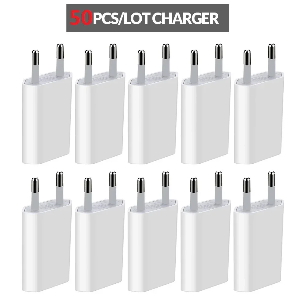 Charger Adapter Battery Charger Battery Charger Adapter Power Supply Adapter 50Pcs 5V 1A USB Travel Wall Charger Adapter Charging For Samsung s6 s7 note 2 4 htc lg iphone Huawei Android phone EU plug