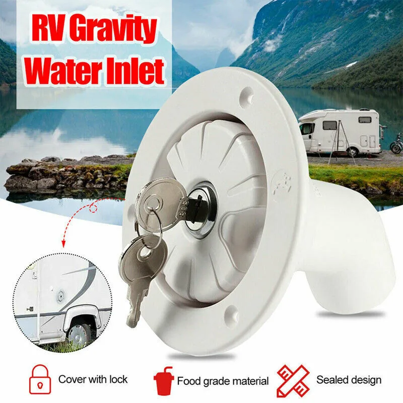 

1PCS RV Accessories Gravity Fresh Water Fill Hatch Inlet Filter Lockable For RV Boat Camper Trailer White Caravan Accessories