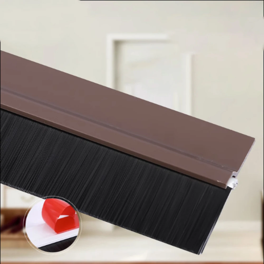 Description Picture 2 of item100CM Door Bottom Brush Seal Strip Insectproof Soundproof Door Bottom Seal Strip Double Sided TPE Door Sweep Seals Soft Brush