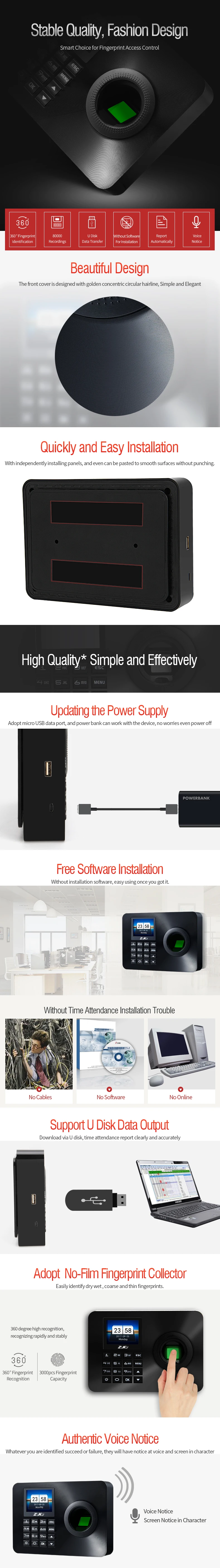 2.4' High Resolution Color Display X1 Fingerprint Time Attendance Series