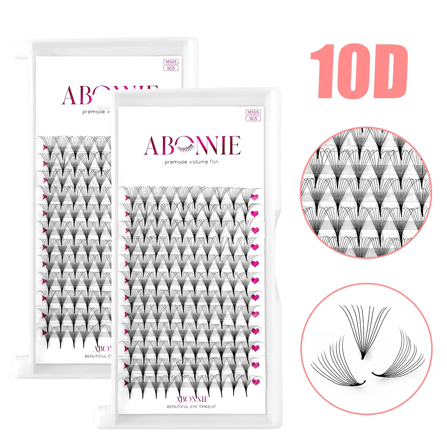 

Накладные ресницы Abonnie 10D 20D, Шелковые готовые объемные ресницы с заостренным концом, русский объем