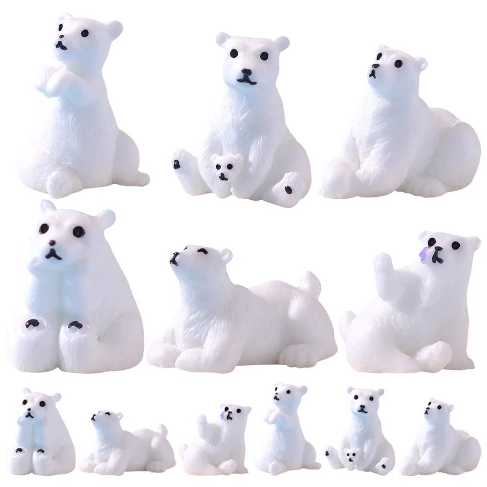 

Mini Polar Bear Figurines Miniature Animals Figurines Fairy Garden Miniature Ornaments Accessories Moss Landscape Diy