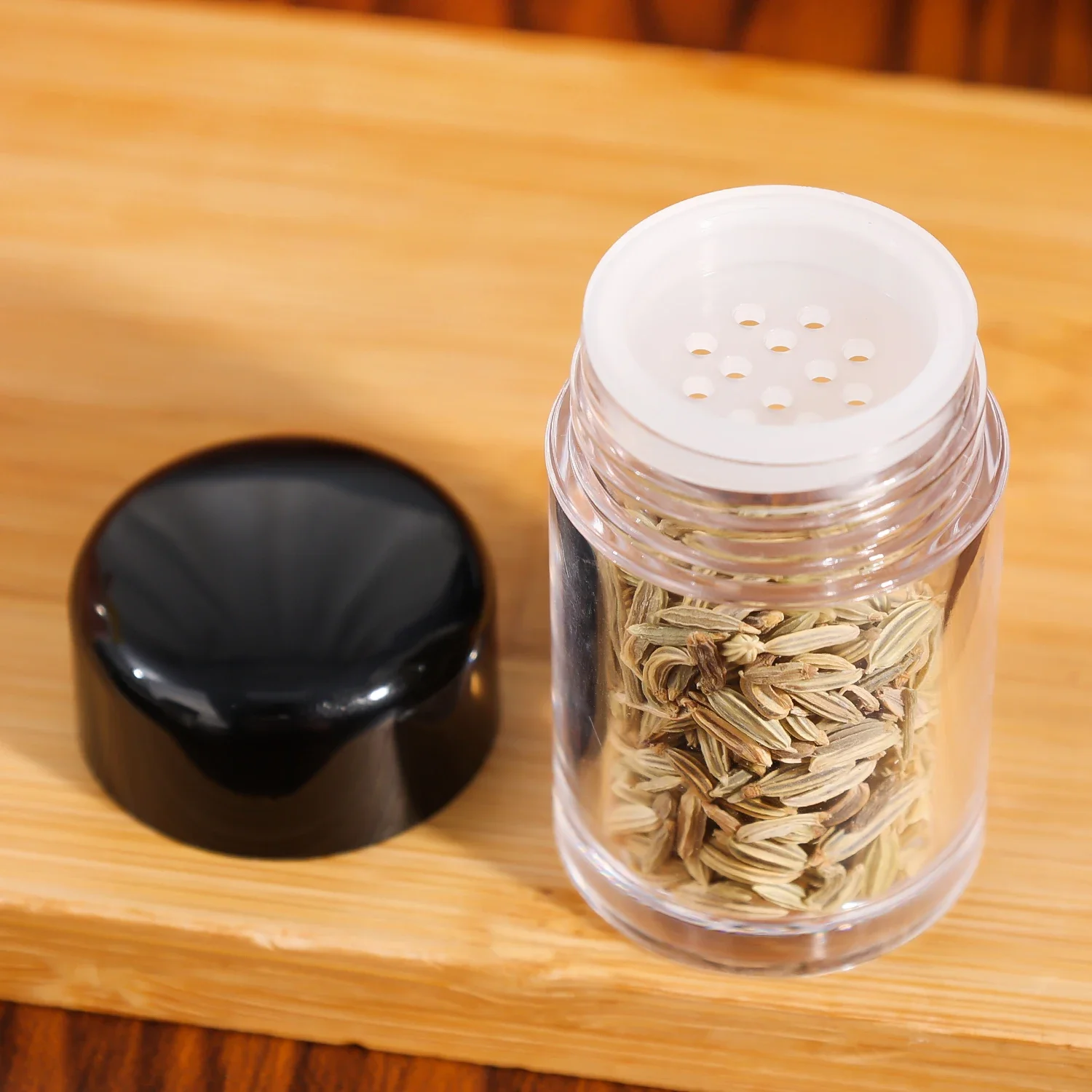 Plastic Spice Jar Kitchen Storage Salt Powder Clear Bottles Condiment Dispenser with Shaker Lid Seasoning Container