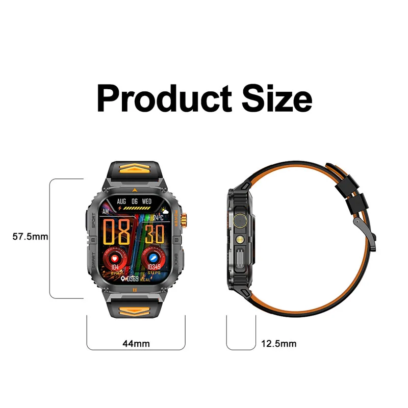 2025 New Military SmartWatch Men Waterproof Outdoor Sports GPS Tracker LED Bluetooth Call health monitoring Men For Xiaomi gifts 5