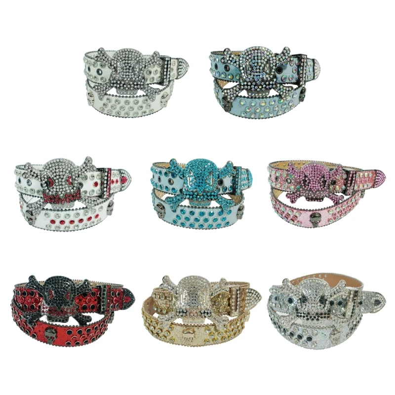 

Head Skull Buckle Belts Women PU Leather Strap Buckle Belts Western Cowboy Girls Fashion Belt for Jeans