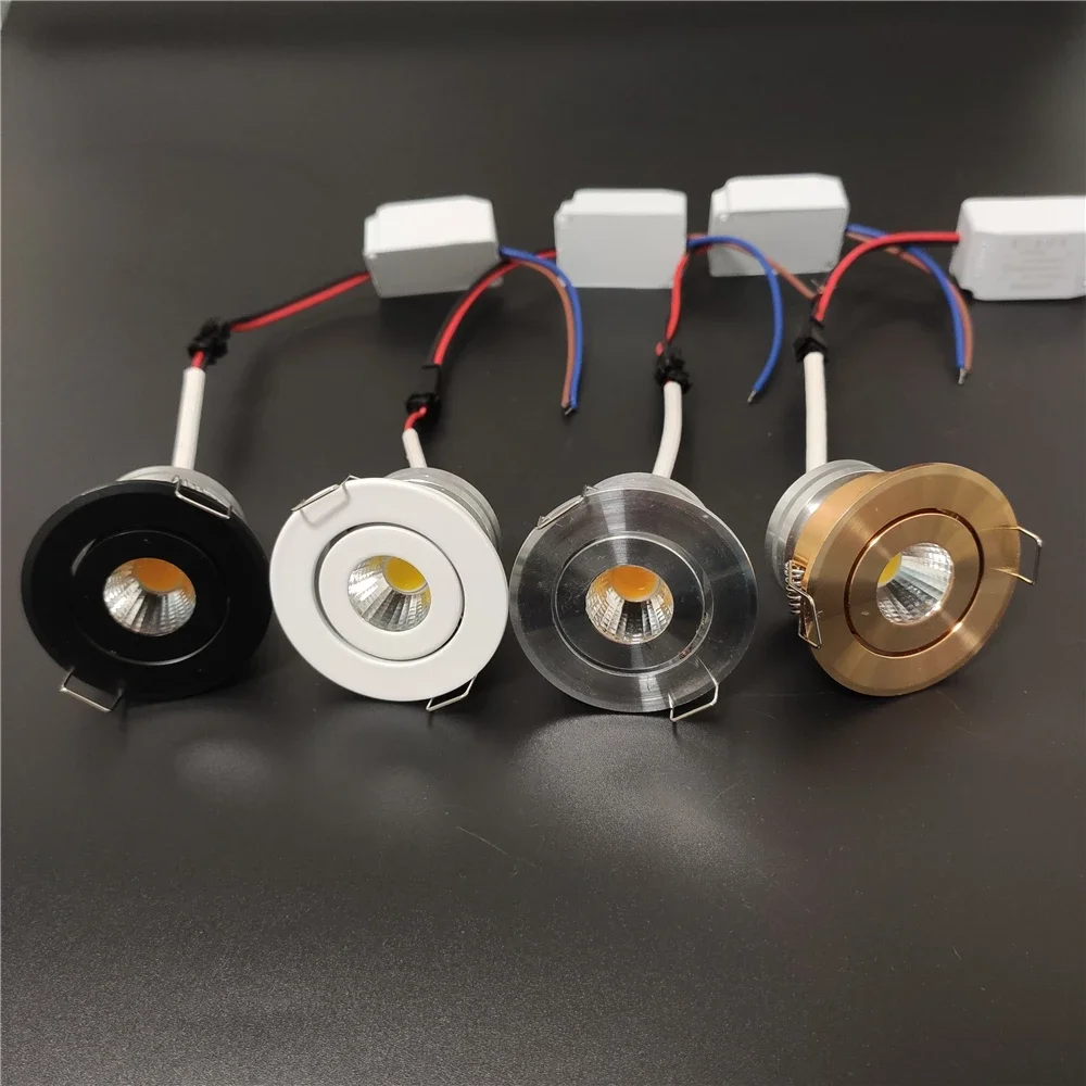 LED Spotlight 100V 120V 230V Mini COB LED Ceiling Light 3W Showcase Jewery Cabinet Lighting LED Spot Light Cut Out Hole 40-45mm