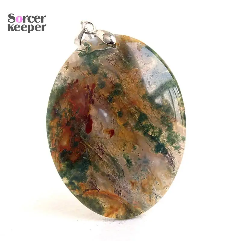 

Men Jewelry Dendritic Moss Agate Necklace Pendants Gem Slide Natural Stone Pendant Healing Reiki Woman Gifts BK615