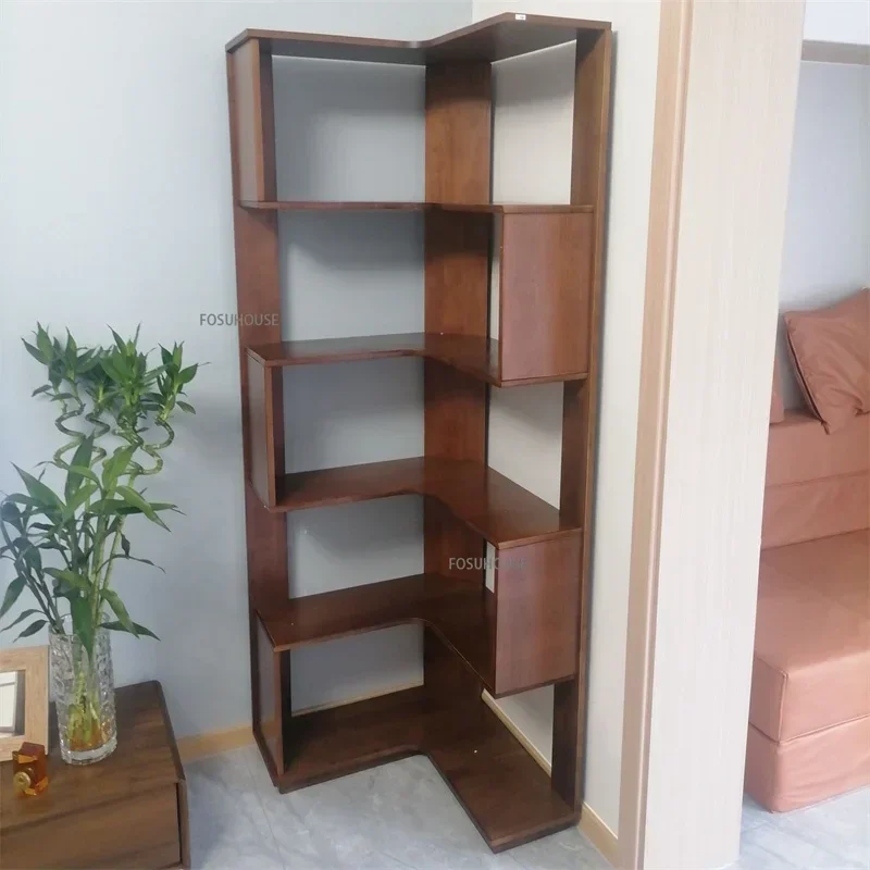 Bookshelf Floor Storage Rack Integrated Corner Bookshelf Library Room Organizer Simple Multi-layer Living Room Cabinets Bookcase