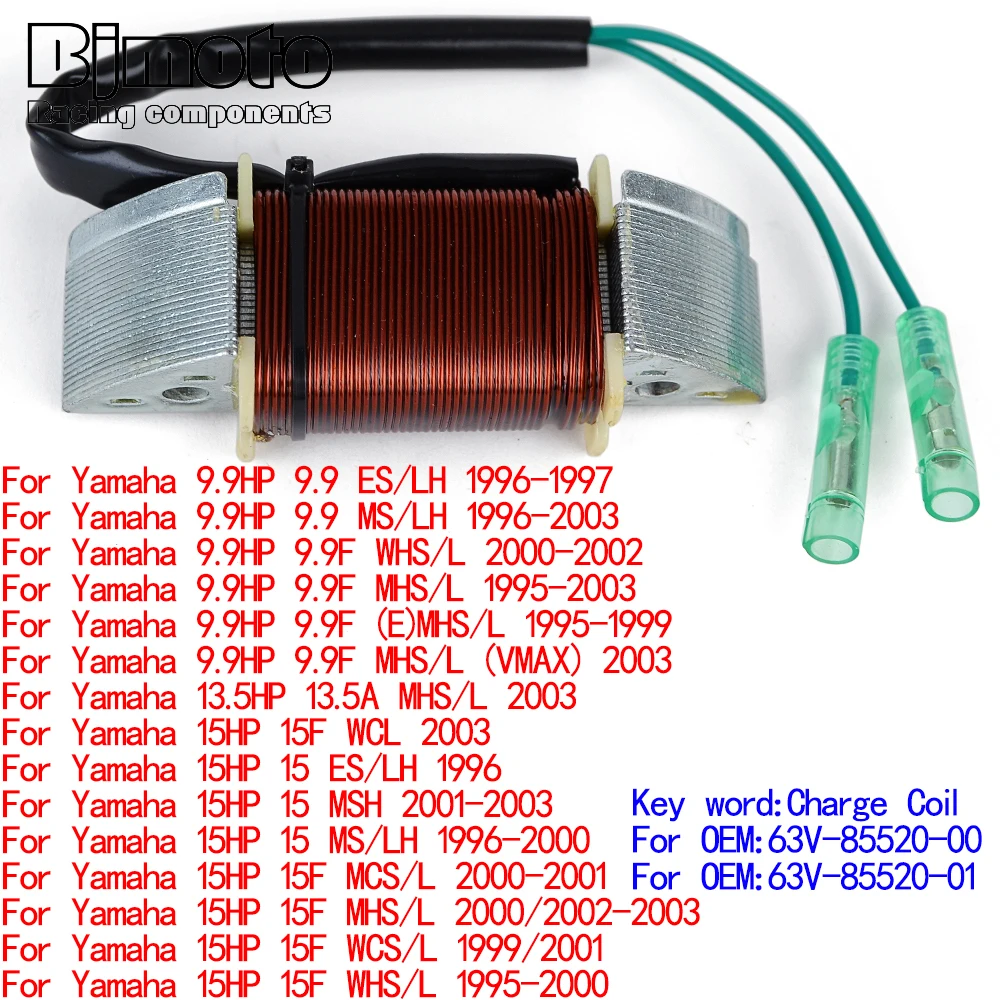 Bobina Statore Per Yamaha 9.9Hp 9.9 F 13.5Hp 13.5A 15 F Es/Lh Ms/Lh Whs/L (E)Mhs/L (Vmax) Wcl Whs/L/Xl 1996-2003