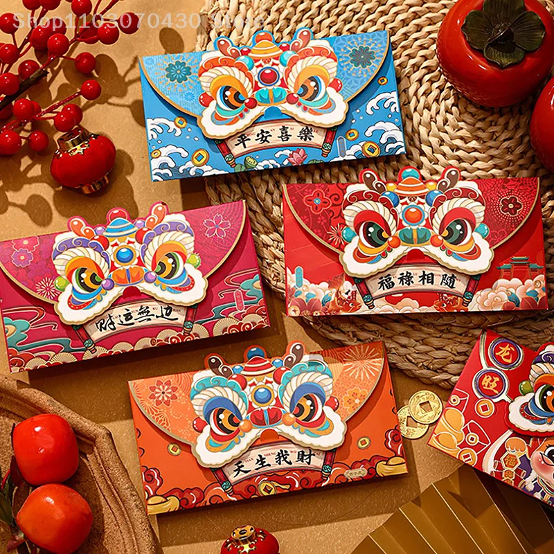 

4Pcs 2024 Spring Festival Red Envelopes The Year Of Dragon Chinese New Year Lucky Money Bag Red Packets Lunar Year Party Decor