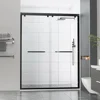 56-60" Wx76 H Semi Frameless Double Sliding Shower Door, Matte Black Easy Clean Coating Sliding Shower Door 1