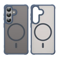 Luxury Frosted Translucent Magnetic Armor Phone Case Cover - Galaxy S26 Plus (Navy)