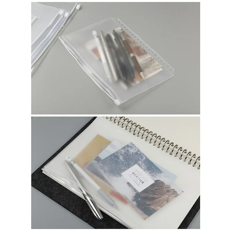 File Holder 5Pcs A5 File Holder Standard Transparent A6 A7 PVC Loose Leaf Budget Binder Pouch with Zipper Filing Organizer School Supplies