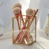Golden Cosmetic Storage Box Desktop Lipstick Finishing Glass Plaid Jewelry Classification Storage Makeup Brush Organizer WF 1