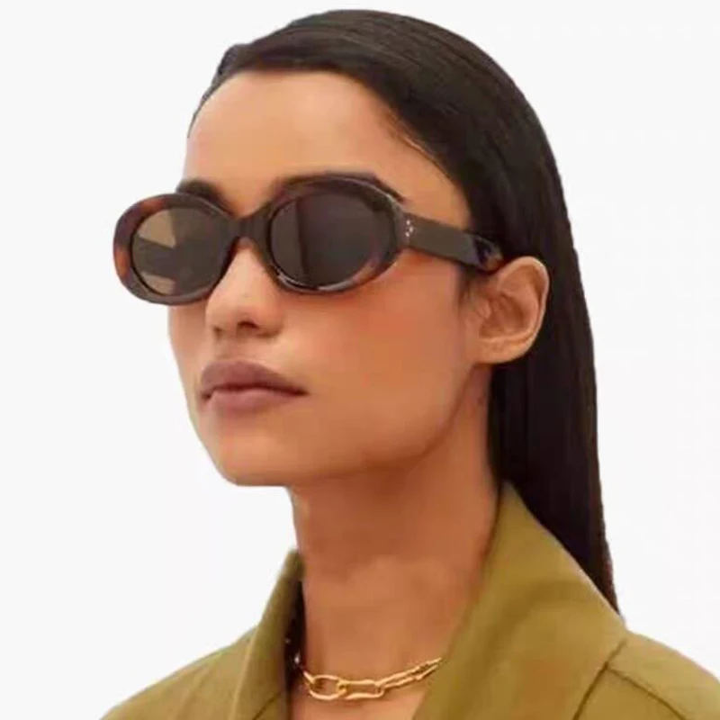 Lunettes de soleil ovales pêche femme Y2K vintage UV400 petit format randonnée style street photo