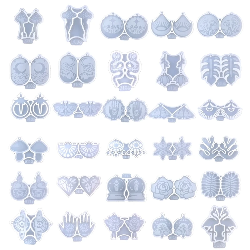 

30 Styles Combined Keychain Mold Silicone Pendant Mold Earring Ornament Epoxy Resin Casting Jewelry Making Diy Crafts