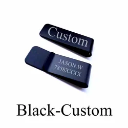 Customized Couple's Money Clip Wallet - Slim Pocket Cash and Card Holder in Stainless Steel and Brass (Black - custom)