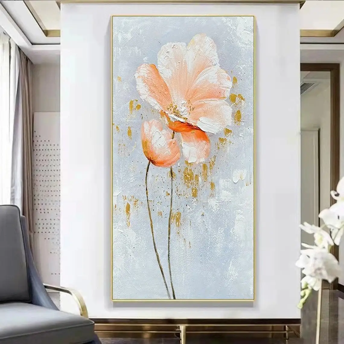

Картина маслом в виде цветка, 100% дюйма, современное искусство, картина для гостиной, роскошное абстрактное искусство, коридор, Настенный декор, домашний декор