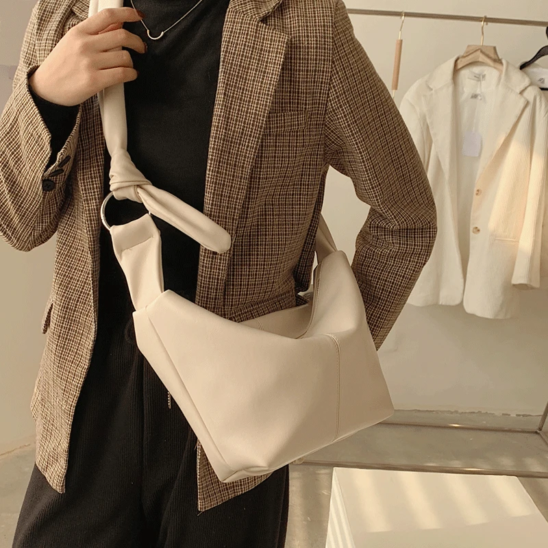 

Vintage Soft Leather Crossbody Bags for Women 's Bag Fashion Designer Shoulder Bag Ladies Simple Hobos Sac Female Tote Bags