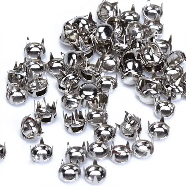 100 Round Studs Spots Silver DIY Leather Rock Punk Spikes 6mm