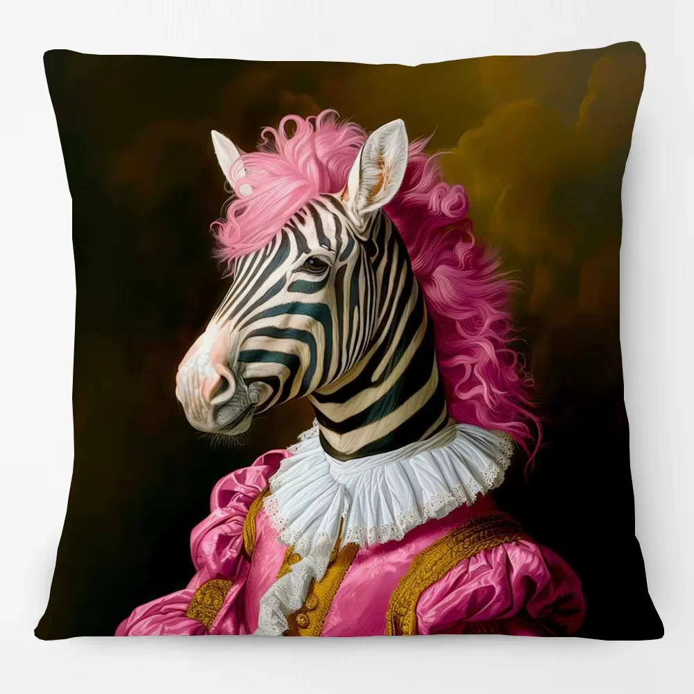 Tiere Kissenbezug Pferd Hund Fuchs Blume Giraffe Leopard Tiger Porträt Bedruckte Kissenbezüge Sofa Kissenbezüge Heimdekoration – Detail 3